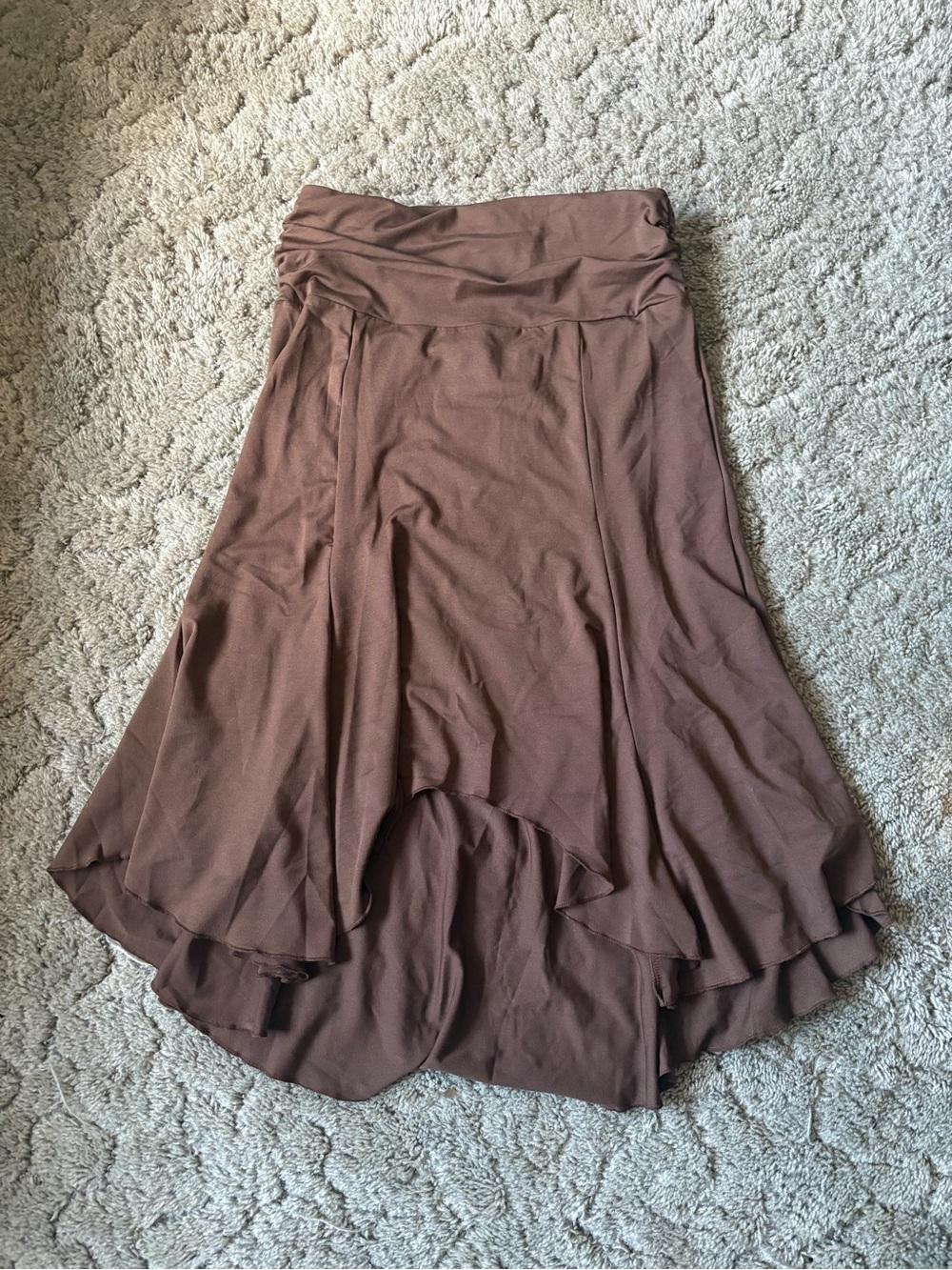 Brown High-Low Flowy Skirt